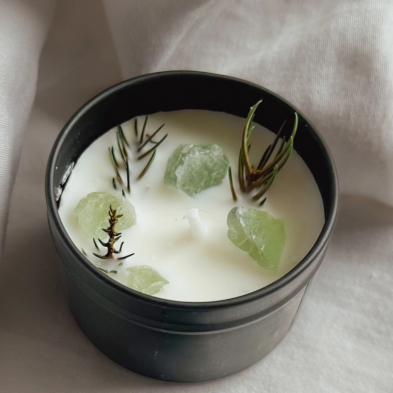 candele naturali con cristalli